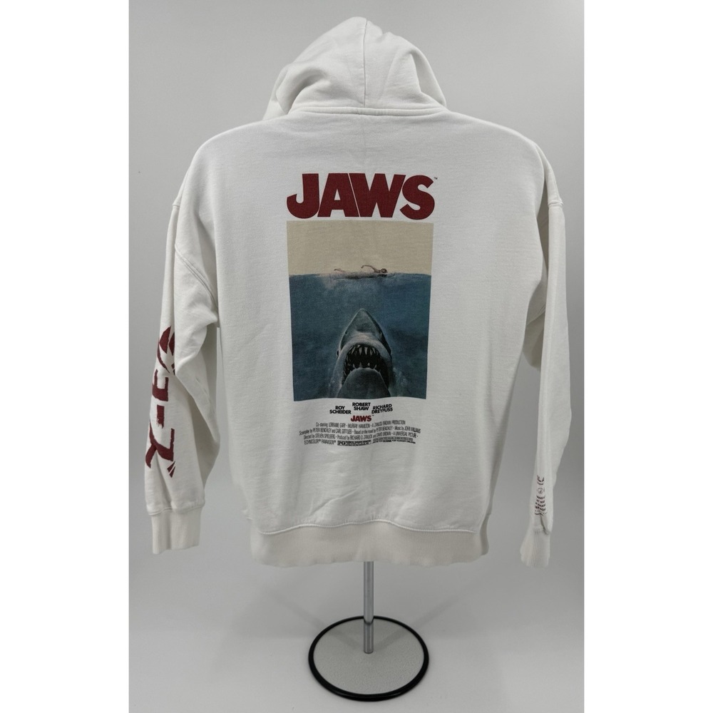 H&M x Jaws Amity Island Relaxed Fit Japanese Logo Hoodie White Men's Small S